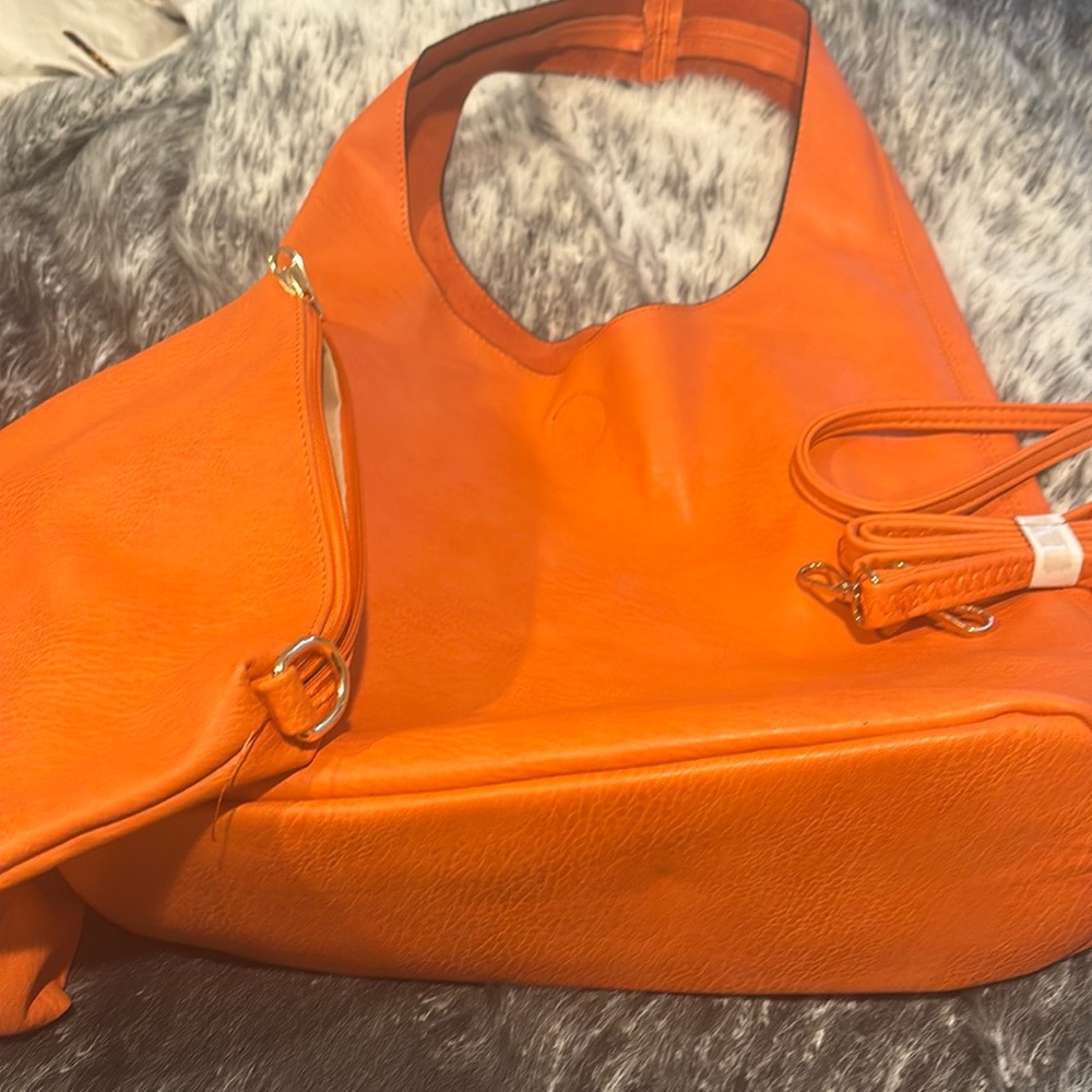 Slouchy Hobo Bags for Women Orange Vegan‎